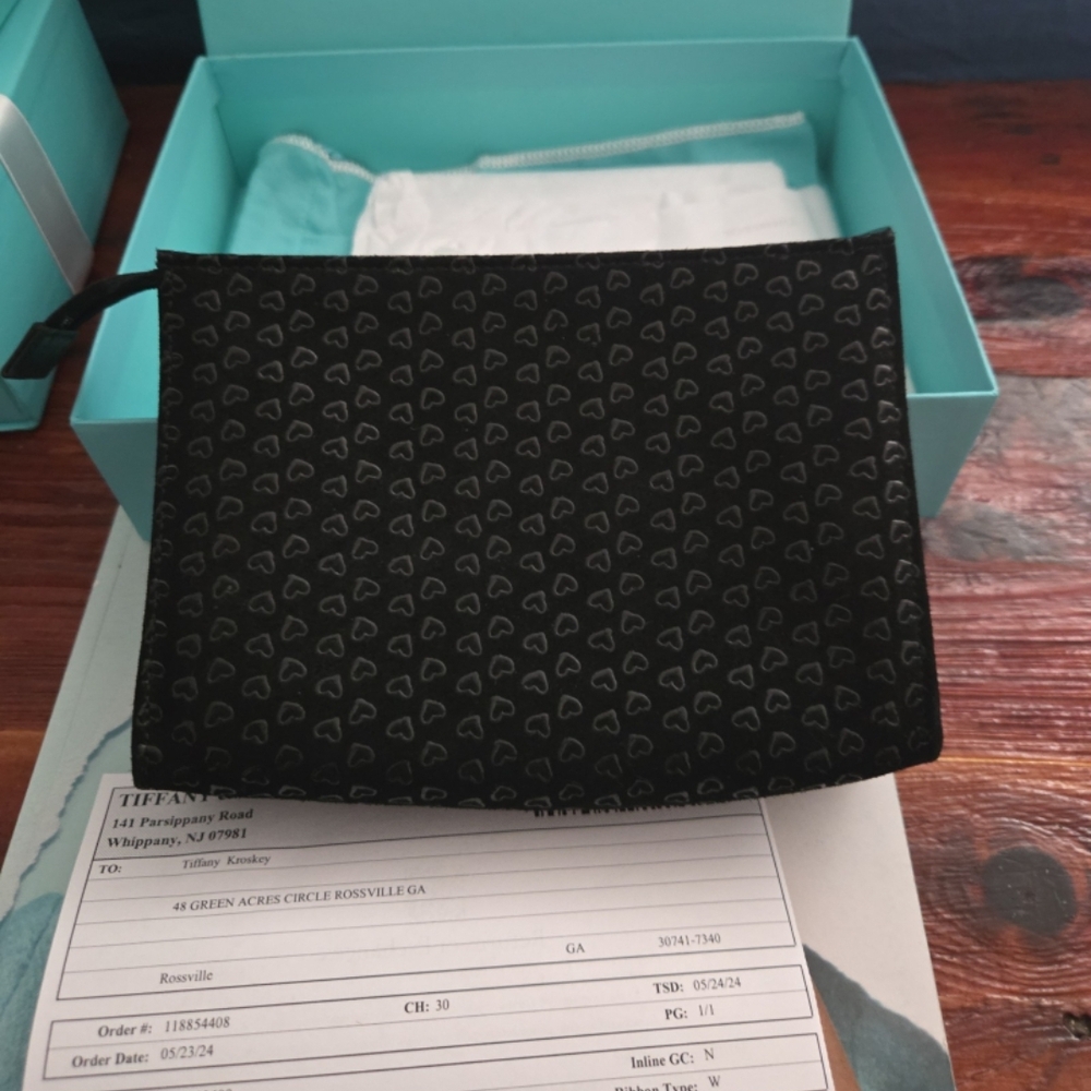 Tiffany & Co. Black Heart Pattern Pouch